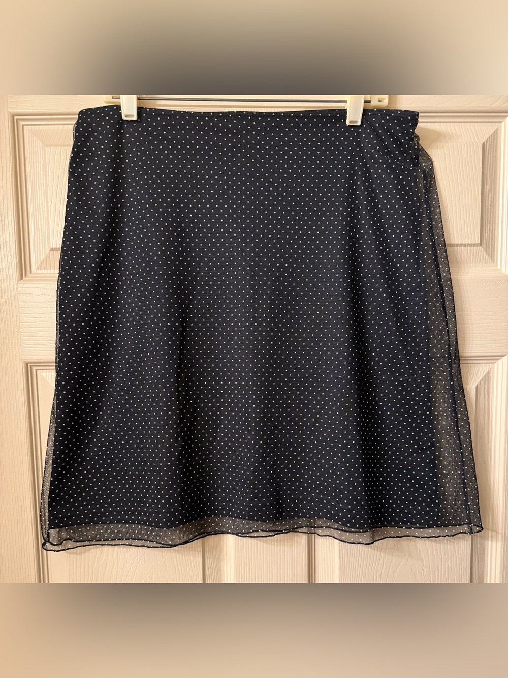 Eye Candy Black White Micro Polka Dot Mesh Skirt Large